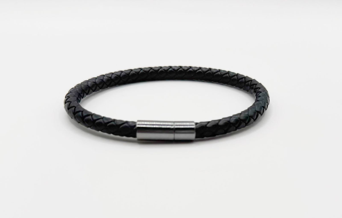 Braided Leather Wristband, 6mm